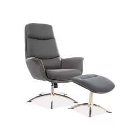 Regan Luxus Szövet Pihenőfotel Lábtartóval Szürke TILT