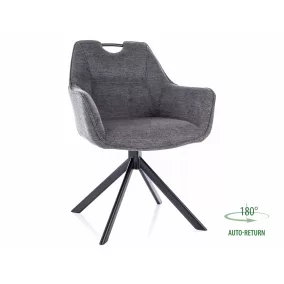   Remo Brego Forgó Étkezőszék Szürke Szövet Fekete Fém Vázzal Auto-Return Funkcióval