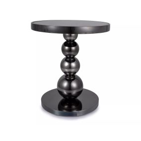 Rima Kerek Üveg Dohányzóasztal Fekete Gömbös Lábbal