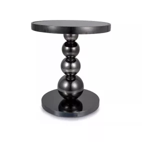 Rima Kerek Üveg Dohányzóasztal Fekete Gömbös Lábbal