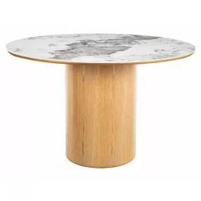   Rondo Ceramic étkezőasztal MDF kerámia fehér fényezett tölgy