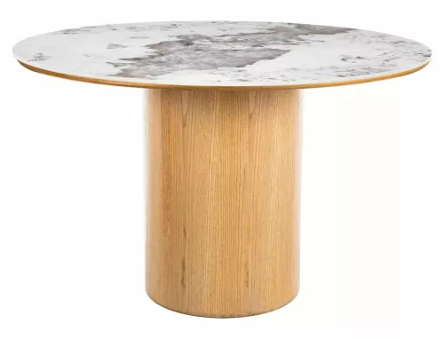 Rondo Ceramic étkezőasztal MDF kerámia fehér fényezett tölgy