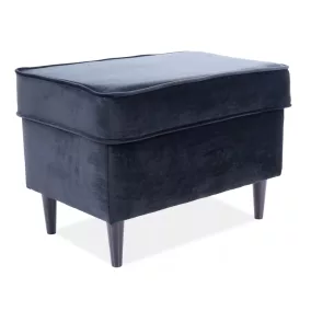 Ron Bluvel Bársony Lábtartó Zsámoly Fekete