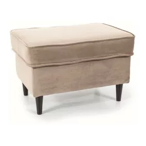   Ron Velvet Bársony Lábtartó Puff Sötét Bézs Wenge Lábakkal