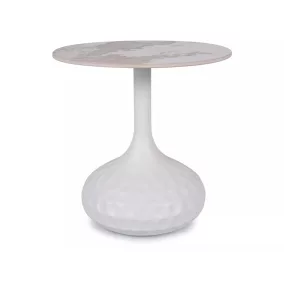   Salo B Kerek Kerámia Dohányzóasztal Márvány Fehér Fényes