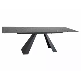   Salvadore Melted Glass Bővíthető Étkezőasztal Edzett Üveg Fekete Matt