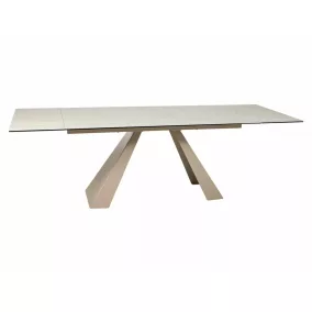   Salvadore Ceramic Bővíthető Étkezőasztal Edzett Üveg Kerámia Travertine Bézs Matt Kasmír