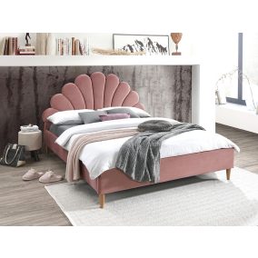   Santana Velvet Kagyló Franciaágy Antik Rózsaszín Bársony Kagylóhéj Fejtámlával