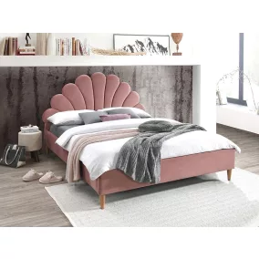   Santana Velvet Kagyló Franciaágy Antik Rózsaszín Bársony Kagylóhéj Fejtámlával