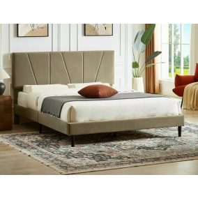 Savana Velvet Bézs Bársony Franciaágy Állítható Fejtámlával