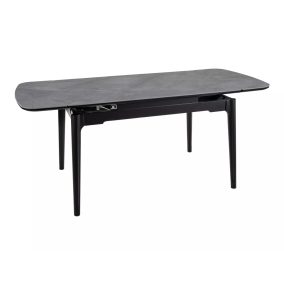   Sento Kihúzható Kerámia Étkezőasztal Szürke Fényes/Fekete Matt