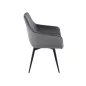   Servio Velvet Forgó Étkezőszék Szürke Bársony Fekete Fém Lábakkal