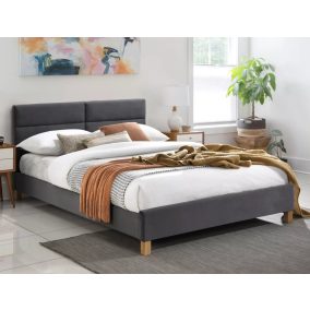   Sierra Velvet Bársony Kárpitozott Tölgy Ágy Szürke 140x200
