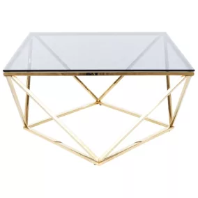   Silver A Geometrikus Füstüveg Dohányzóasztal Arany Vázzal