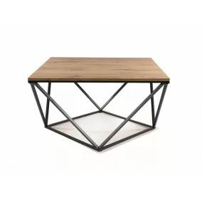   Silver A Artisan Tölgy Négyzetes Dohányzóasztal Geometrikus Fém Vázzal