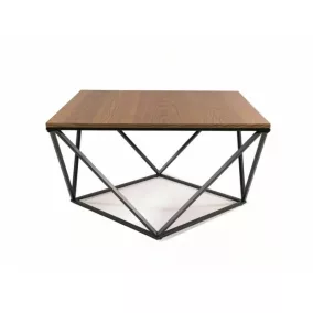   Silver A Geometrikus Diófa MDF Dohányzóasztal Fekete Vázzal