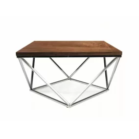 Silver A Geometrikus Diófa MDF Króm Dohányzóasztal