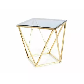   Silver B Geometrikus Füstüveg Dohányzóasztal Arany Vázzal