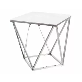   Silver B II Márvány Hatású Edzett Üveg Dohányzóasztal Króm Vázzal