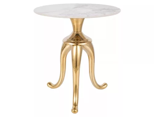 Snake Márvány Hatású Dohányzóasztal Arany Lábakkal