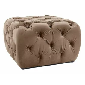  Sophia Elegance Négyzetes Bársony Puff Sötétbézs Chesterfield