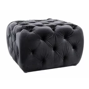 Sophia Elegance Négyzetes Bársony Puff Fekete Chesterfield