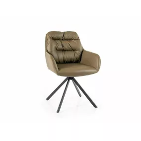   Spello Forgó Műbőr Étkezőszék Olívazöld Fekete Vázzal