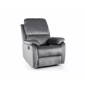 Spencer Relax Bársony Dönthető Fotel Szürke Fém Vázzal