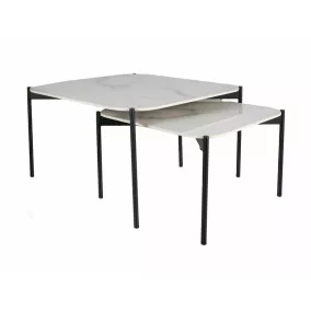   Step Kerámia Dohányzóasztal Szett Fényes Fehér Márvány Mintázattal