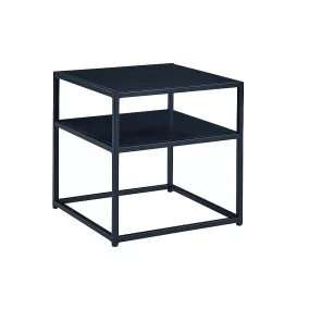   Symphony B Négyzetes Laminált Fekete Dohányzóasztal Dupla Polccal