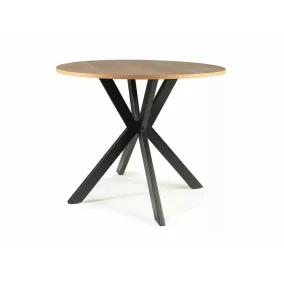 Talia II Kerek Tölgy Étkezőasztal Fekete Pókláb Vázzal