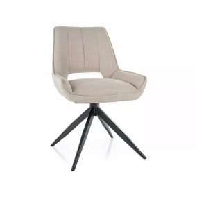   Tello Bjorn Forgó Étkezőszék Világos Bézs Szövet Fekete Fém Vázzal
