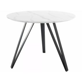   Tetis Kerek Étkezőasztal Márvány Hatású MDF Fehér-Fekete