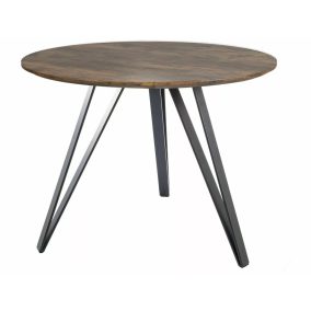   Tetis Vintage Kerek Étkezőasztal MDF Dió Fekete Fém Lábakkal