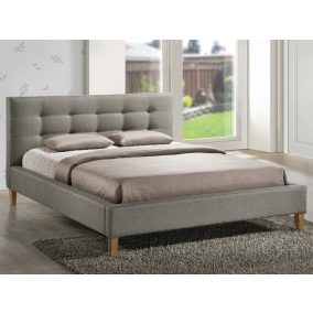   Texas Modern Kárpitozott Franciaágy Szürke Szövet Tűzött Fejvéggel