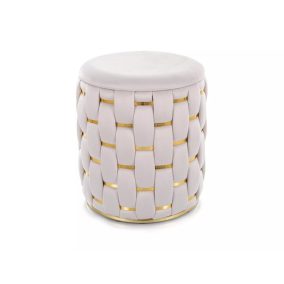 Tiara Fonott Bársony Puff Bézs Arany Díszítéssel