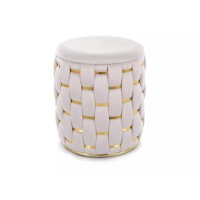 Tiara Fonott Bársony Puff Bézs Arany Díszítéssel