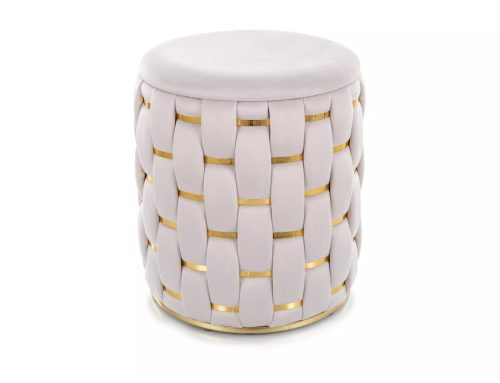 Tiara Fonott Bársony Puff Bézs Arany Díszítéssel