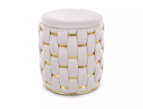 Tiara Fonott Bársony Puff Bézs Arany Díszítéssel