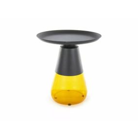 Tiffany Kerek Fém-Üveg Dohányzóasztal Matt Fekete-Narancs