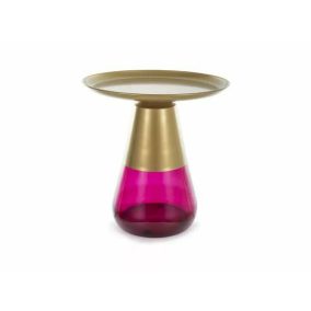 Tiffany Luxus Kerek Dohányzóasztal Matt Arany-Lila Üveg