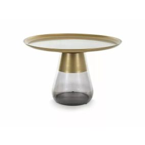 Tiffany Kerek Fém-Üveg Dohányzóasztal Matt Arany-Fekete