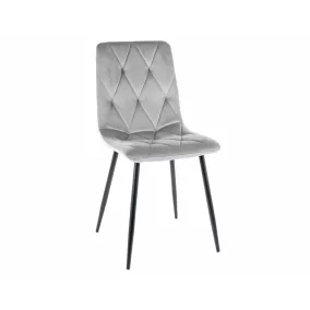   Tom Velvet Rombusz Étkezőszék Világosszürke Bársony Fekete Fém Vázzal