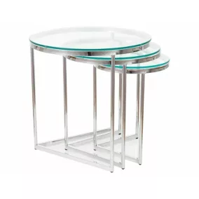   Trinity Üveg Egymásba Rakható Króm Dohányzóasztal Szett