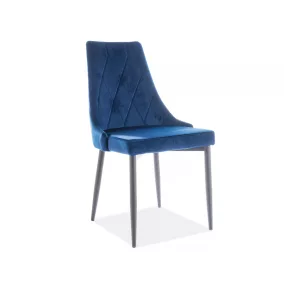   Trix B Elegáns Bársony Étkezőszék Tengerészkék Rombusz Mintával