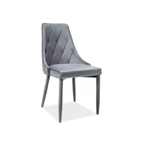   Trix Velvet Luxus Étkezőszék Szürke Bársony Rombusz Mintával