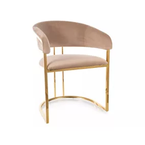 Tulipe Velvet Bézs Bársony Étkezőszék Arany Vázzal
