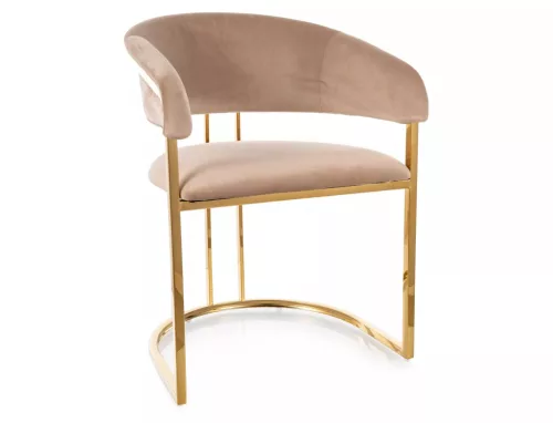 Tulipe Velvet Bézs Bársony Étkezőszék Arany Vázzal