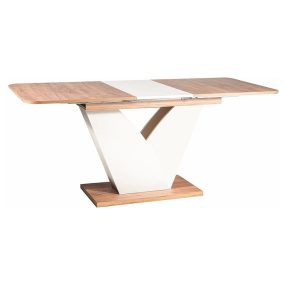   Vidar Modern Bővíthető Étkezőasztal Laminált Dohány Tölgy Krém V-lábú