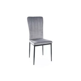   Vigo Bluvel Elegáns Bársony Étkezőszék Szürke Fekete Vázzal